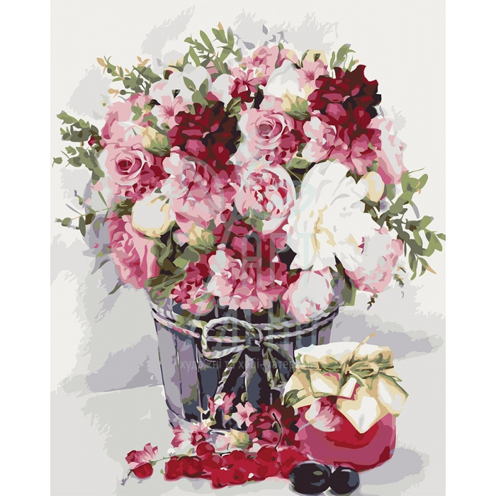 Набір для розпису за номерами Букети "Ніжний букет", 40х50 см, Ідейка
