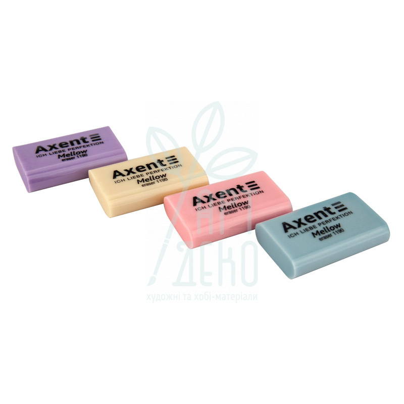 Гумка м'яка Mellow, прямокутна, 47x27x10 мм, асорті кольорів, Axent