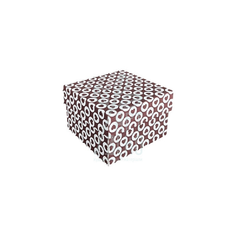 Коробка подарункова, гофрокартон "Серця в колі", 18х18х12 cм, Україна