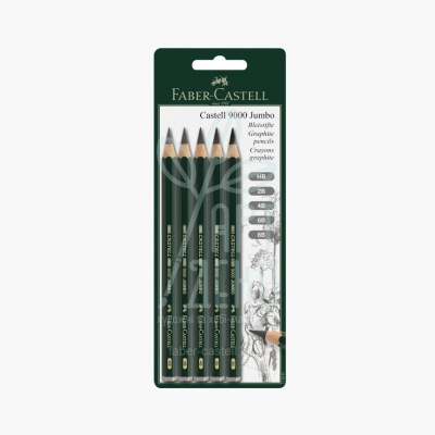Набір олівців графітних CASTELL 9000 Jumbo, НВ-8В, 5 шт, Faber-Castell