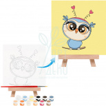 Набір для розпису за номерами "Совеня", 15х15 см, з мольбертом, ROSA Start