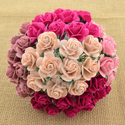 Квіти паперові Троянда Open Rose, рожеві тони, 2 см, 10 шт, Тайланд