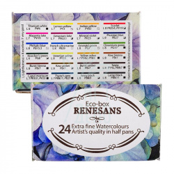 Набір акварельних фарб Watercolors, в еко-коробціі, кювети, 24 кол....