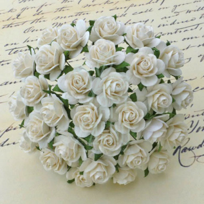 Квіти паперові Троянда Open Rose, бежева, 2 см, 10 шт., Тайланд