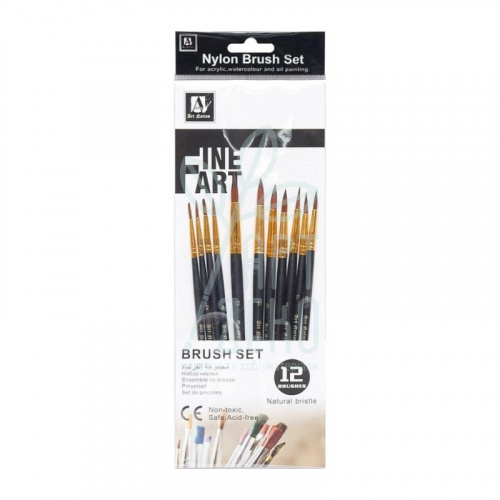 Набір пензлів Нейлон круглі, 12 шт, Art Nation