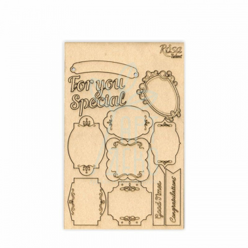 Набір чипбордів для скрапбукінгу "Floral Poem 3", картон, 12,8х20 см, ROSA Talent