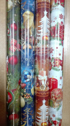 Папір пакувальний "Новорічний", 200х70 мм, в асортименті, POL-MAK