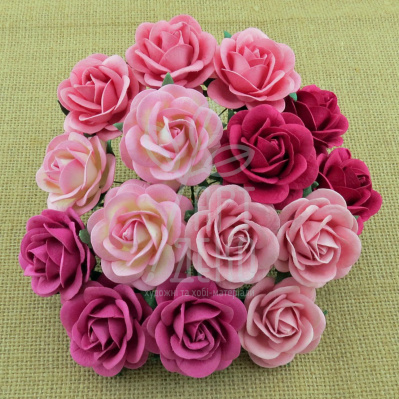 Квіти паперові Троянда Trellis Rose, рожеві тони, 3,5 см, 5 шт., Тайланд