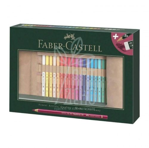 Набір олівців кольорових Polychromos, у тканинному пеналі, 30 шт + аксесуари, Faber-Castell