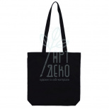 Еко-сумка з дном, бавовна, 38х35х7 см, чорна, ручки 70 см, ROSA Talent