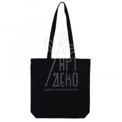 Еко-сумка з дном, бавовна, 38х35х7 см, чорна, ручки 70 см, ROSA Talent