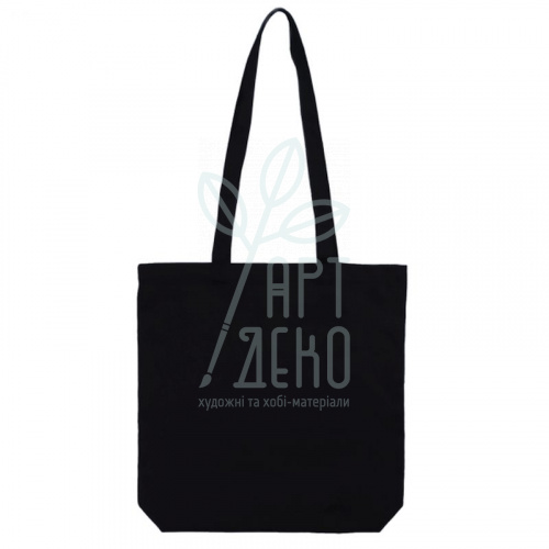 Еко-сумка з дном, бавовна, 38х35х7 см, чорна, ручки 70 см, ROSA Talent