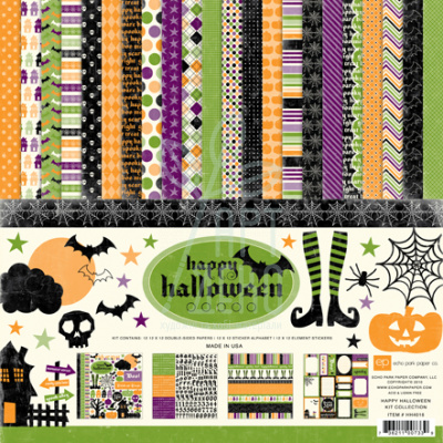 Набір паперу 30x30 см Happy Halloween 12 листів + наклейки + алфавіт, Echo Park