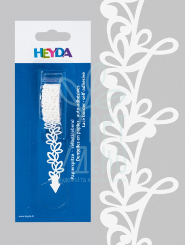 Стрічка паперова самоклеюча, фігурна "Орнамент", біла, 10 мм х 2 м, Heyda