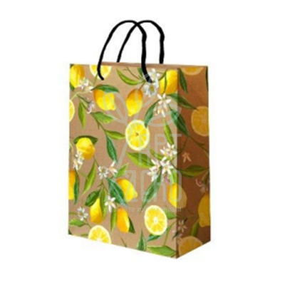 Пакет крафтовий подарунковий "Лимони", 45х33х14 см, Україна