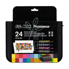 Набір маркерів двосторонніх Мікс (Brushmarker, Promarker, Neon, Metalik), 24 шт., Winsor & Newton Набір маркерів двосторонніх Мікс (Brushmarker, Promarker, Neon, Metalik), 24 шт., Winsor & Newton