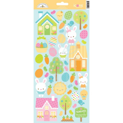 Лист наклейок Bunnyville icons sticker, Doodlebug