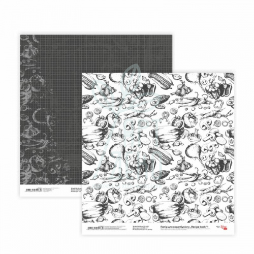 Папір для скрапбукінгу, двосторонній "Recipe book" 1, 30,48х30,48 см, 200 г/м2, ROSA Talent