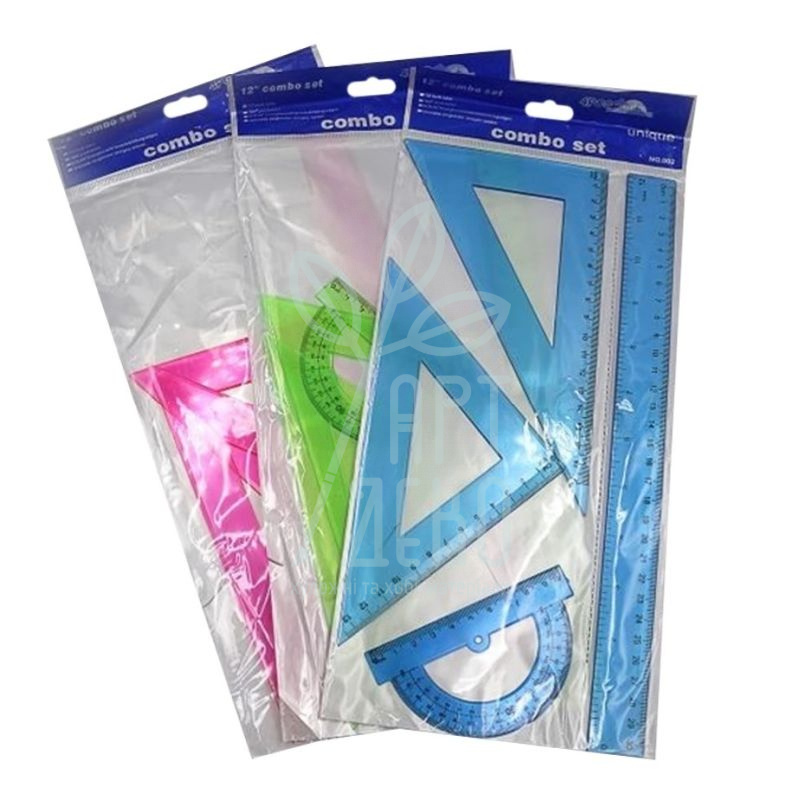 Набір для креслення: лінійка 30 см, 2 трикутрники, транспортир, Josef Otten