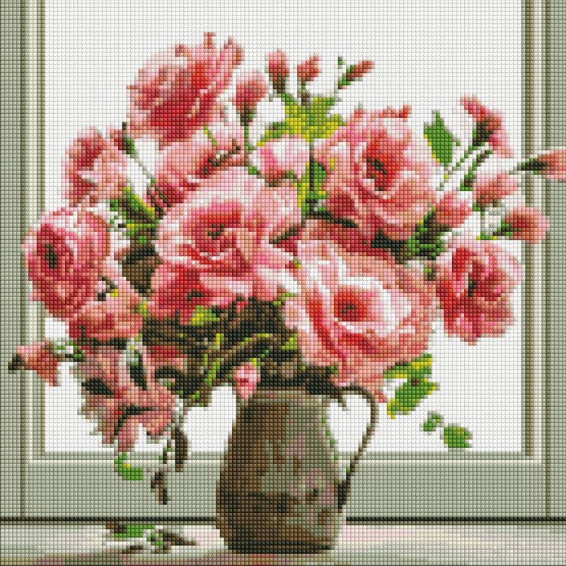 Набір з алмазною мозаїкою "Аромат букету", 40х40 см, Ідейка