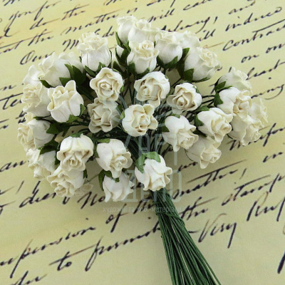Квіти паперові Бутон шипшини, бежеві, 0,8 см, 10 шт., Тайланд