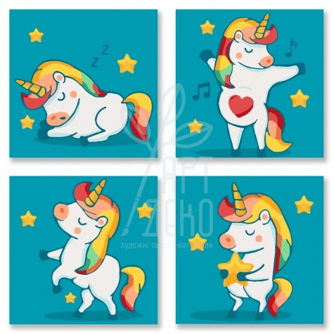 Набір для розпису за номерами поліптих "Чарівний настрій" 4 шт., 18х18 см, Ідейка