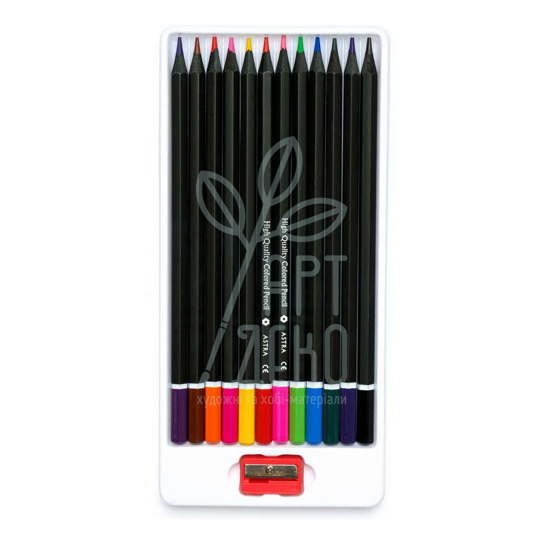 Набір олівців кольорових, з точилкою, 12 шт, Школярик 