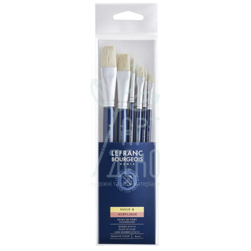 Набір пензлів Fine Hog bristle Brushes Set, Щетина, 6 шт. (№6, 12, 16, 24, 6, 12), к.р., Lefranc
