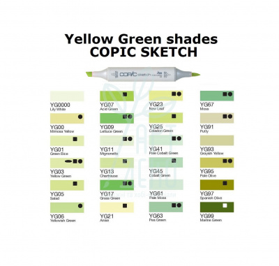 Маркер двосторонній Sketch #YG, жовто-зелені кольори, Copic
