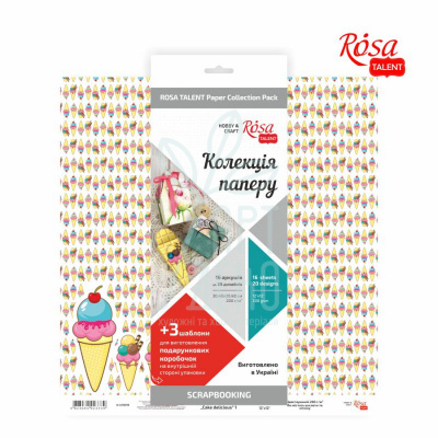 Набір паперу для скрапбукінгу "Cake delicious", 30,48х30,48 см, 200 г/м2, 16 л., ROSA Talent Набір паперу для скрапбукінгу "Cake delicious", 30,48х30,48 см, 200 г/м2, 16 л., ROSA Talent