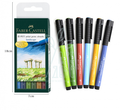 Набір пензлів-ручок PITT Artist Pen Brush, Пейзаж, 6 шт, Faber-Castell