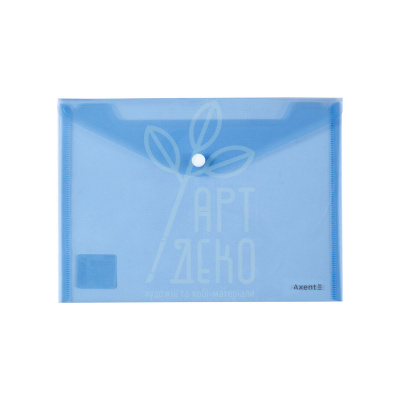 Папка пластикова на кнопці, прозора, А5 (14,8х21 см), синя, Axent