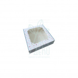 Коробка подарункова з віконцем "Квіти", 15х15х3 см, блакитна, Україна