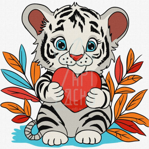 Набір для розпису за номерами "Чудове тигреня", 25х25 см, Ідейка 