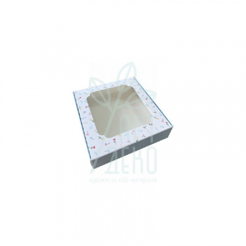 Коробка подарункова з віконцем "Квіти", 15х15х3 см, блакитна, Україна
