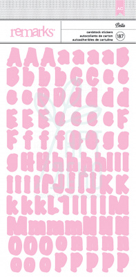 Лист наклейок - алфавіт Cardstock stickers Bella Alpha/Pink, 187 шт., American Crafts