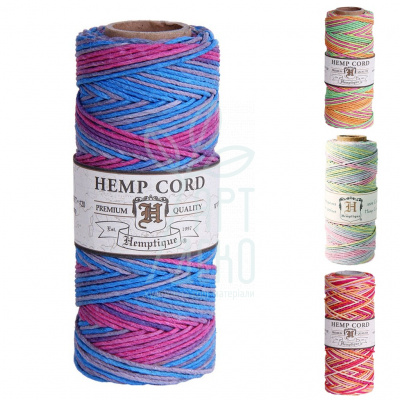 Шнур конопляний кольоровий Hemp Cord Spool Variegated #20, 62,5 м/1 мм, Hemptique