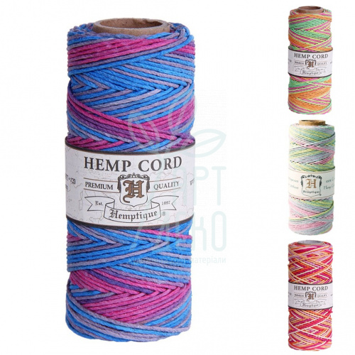 Шнур конопляний різнобарвний Hemp Cord Spool Variegated #20, 62,5 м/1 мм, Hemptique