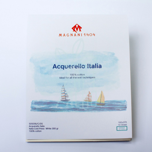 Склейка для акварелі, гуаші Acquerello Italia Cold Press, 16х20,5 см, 300 г/м2, 10 л., Magnani