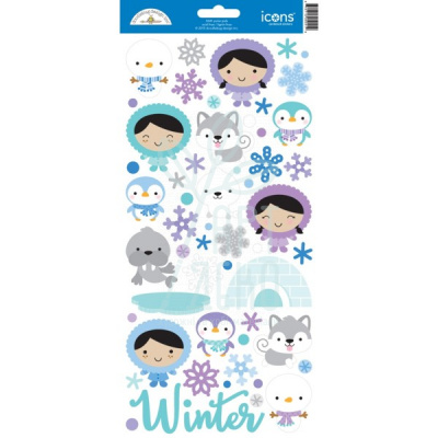 Лист наклейок Polar pals icons sticker, Doodlebug
