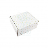 Коробка подарункова, гофрокартон "Міні серця", золоті, 21х20,5х10,5 см, біла, Україна
