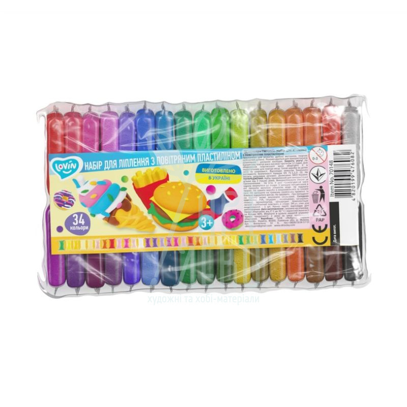 Набір пластиліну повітряного, 34 шт, Lovin