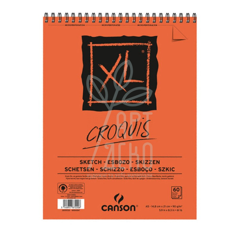 Альбом для ескізів XL Sketch Pad, спіраль, А5 (14,8х21 см), 90 г/м2, 60 л., Canson