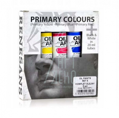 Набір олійних фарб Primary Colours, 5х20 мл, Renesans