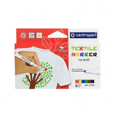 Набір маркерів для світлих тканин Textile, 1,8 мм, 6 шт, Centropen