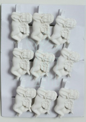 Набір прищіпок декоративних, з фігуркою ангела, 3 см, 9 шт., Paula