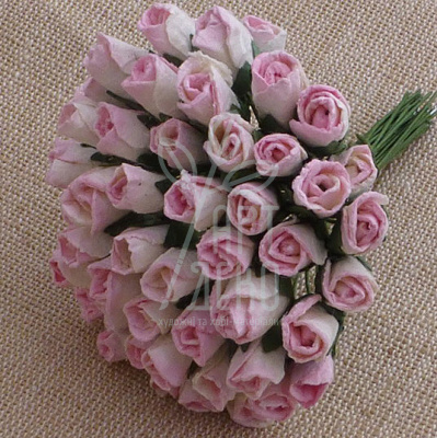 Квіти паперові Бутон троянди, рожево-кремові, 10 шт., Тайланд