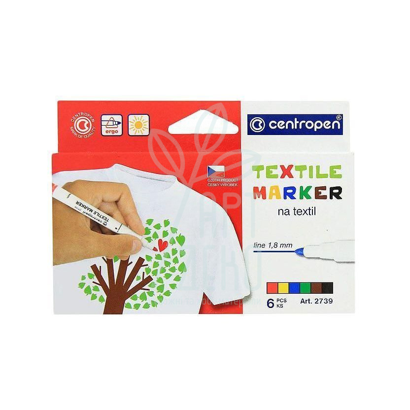 Набір маркерів для світлих тканин Textile, 1,8 мм, 6 шт, Centropen