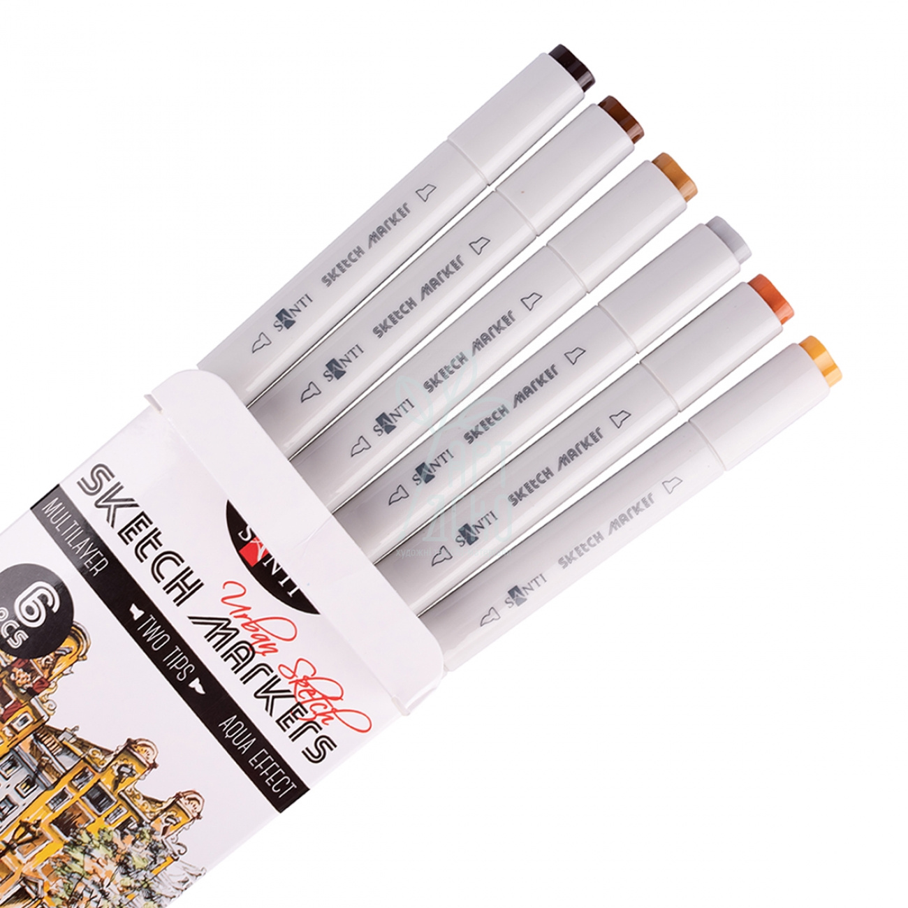 Набір маркерів двосторонніх Sketch "Urban Sketch", 6 шт., Santi