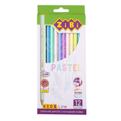 Набір олівців кольорових KIDS Line Pastel, 12 шт., ZiBi